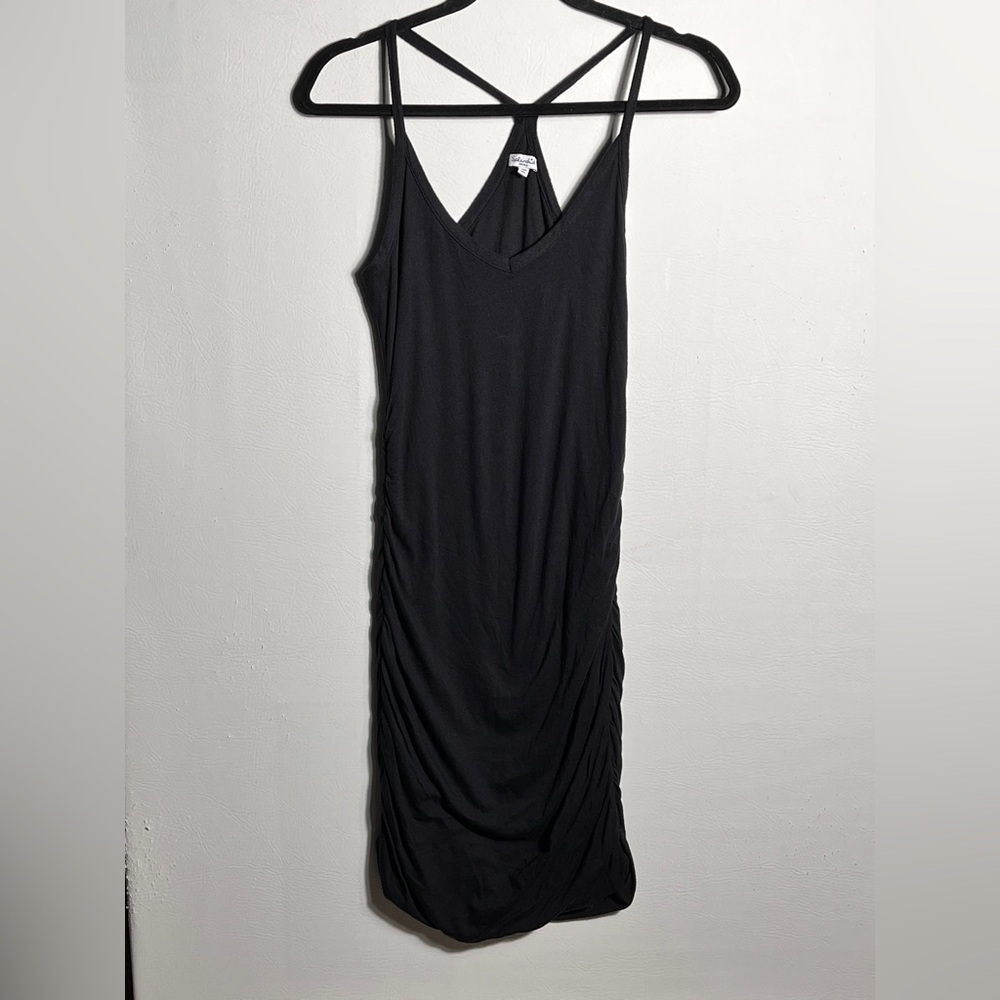 Splendid Ruched Racerback Black Tank Dress Small